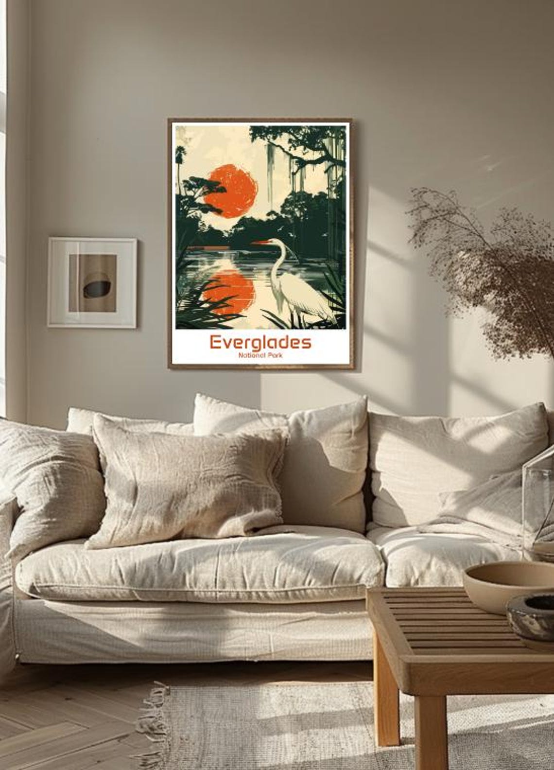 Everglades National Park Heron Sunset Wetlands Illustration Poster - Image 3