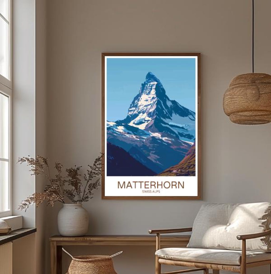 Matterhorn Swiss Alps Iconic Peak Snow Mountain Travel Poster - Image 3