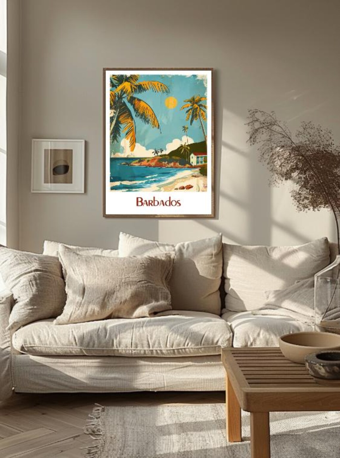 Barbados Vintage Palm Beach Sunset Tropical Travel Art Poster - Image 3