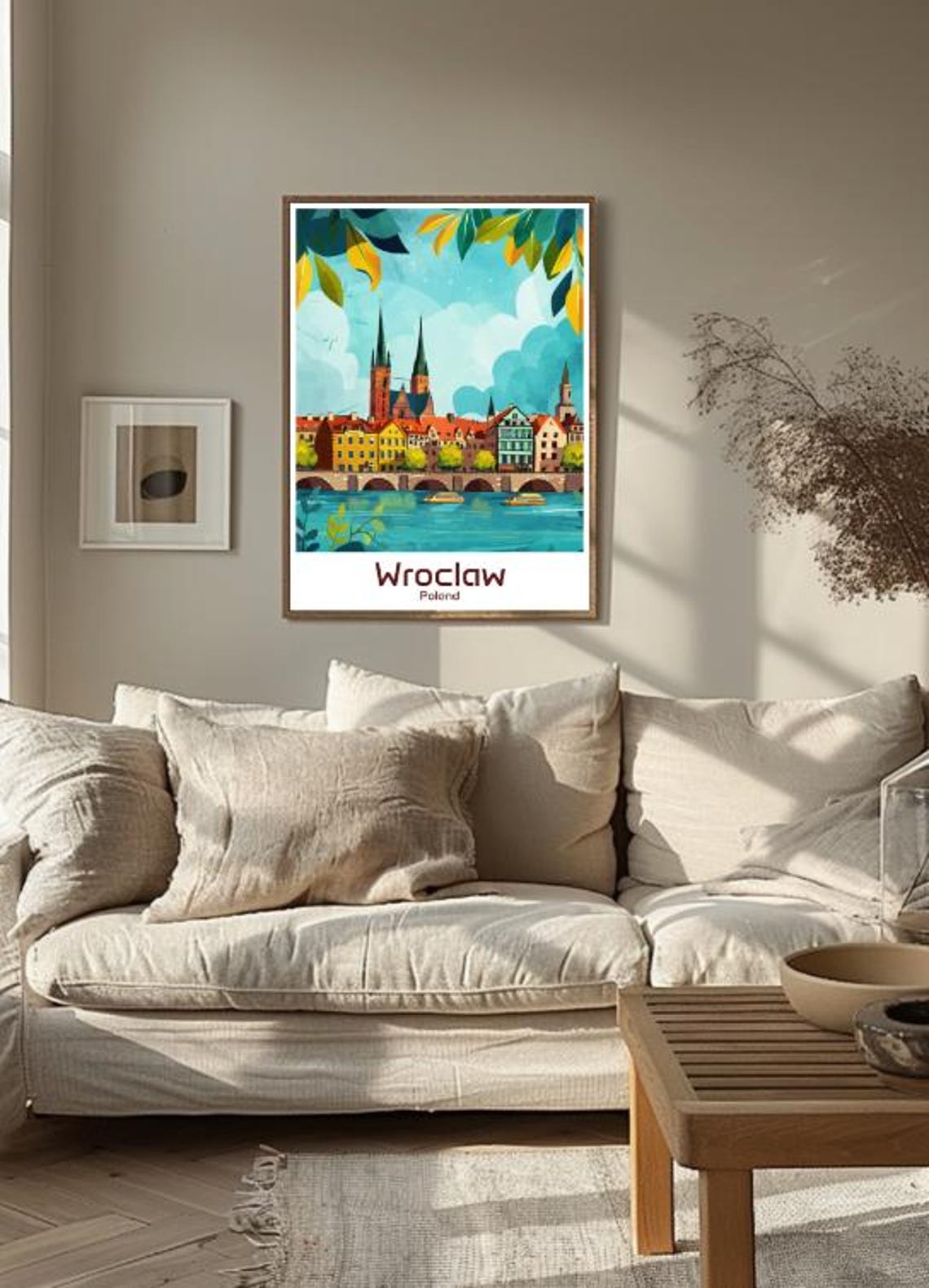 Wroclaw Poland Old Town River Bridge Colorful Illustration Poster - Image 3