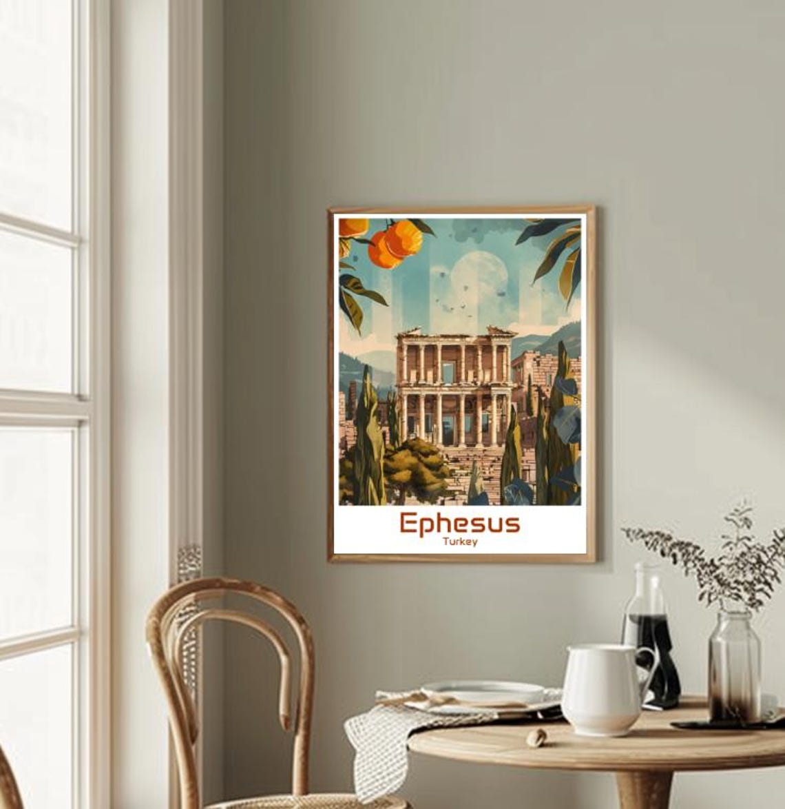 Ephesus Turkey Library of Celsus Ruins Moonlit Night Scene Poster - Image 2