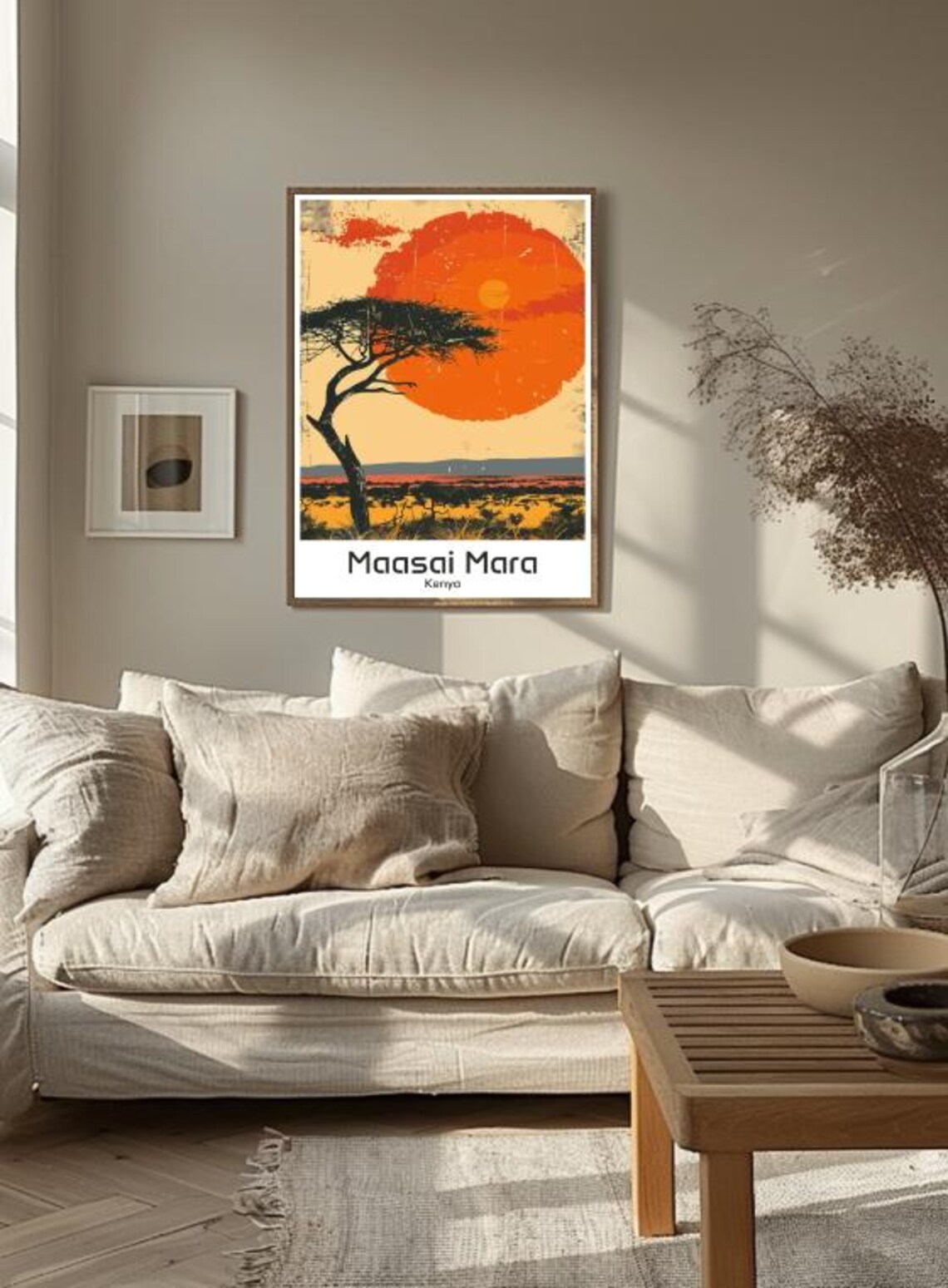 Maasai Mara Kenya Acacia Sunset Savanna Vintage Safari Poster - Image 3