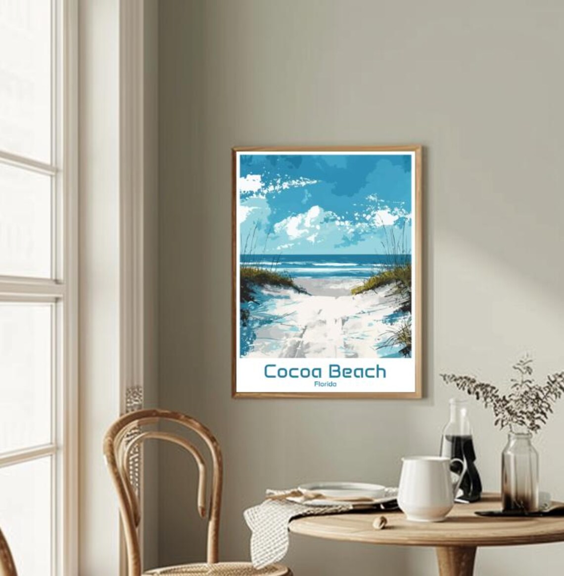 Cocoa Beach Florida Vintage Travel Dune Path Ocean Scene Poster - Image 2