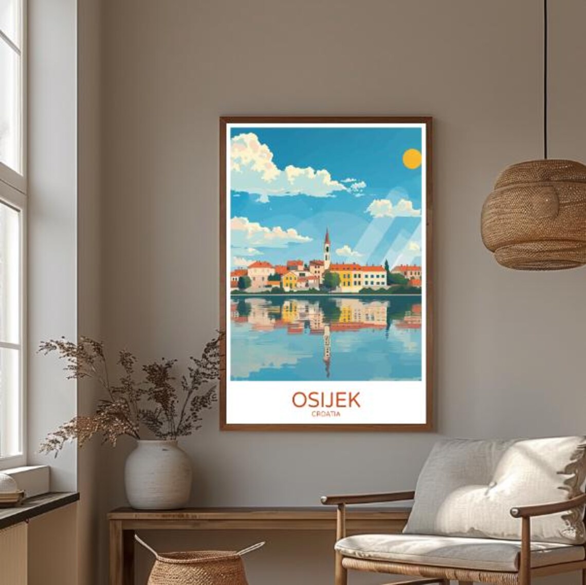 Osijek Croatia Riverside Old Town Church Spire Travel Poster - Image 3