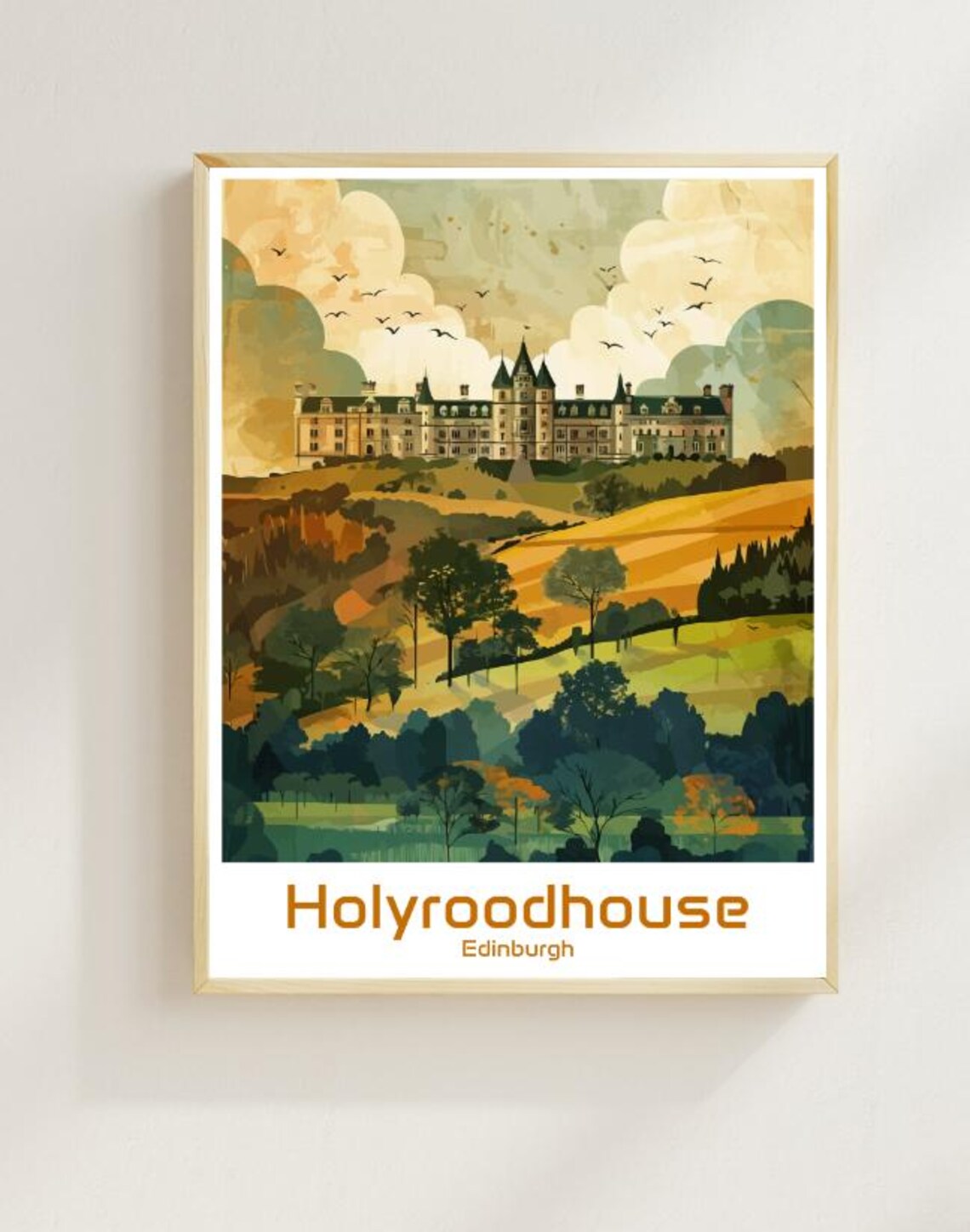Holyroodhouse Edinburgh Golden Royal Palace Autumn Travel Poster