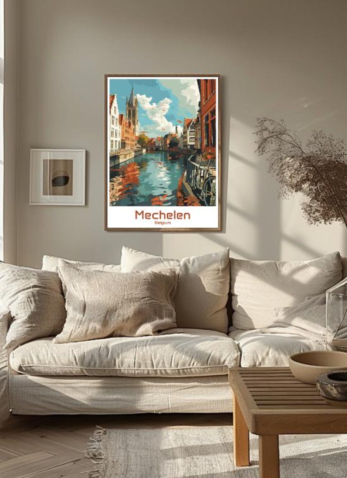 Mechelen Belgium Vintage Canal Historic Old Town Travel Poster - Image 3