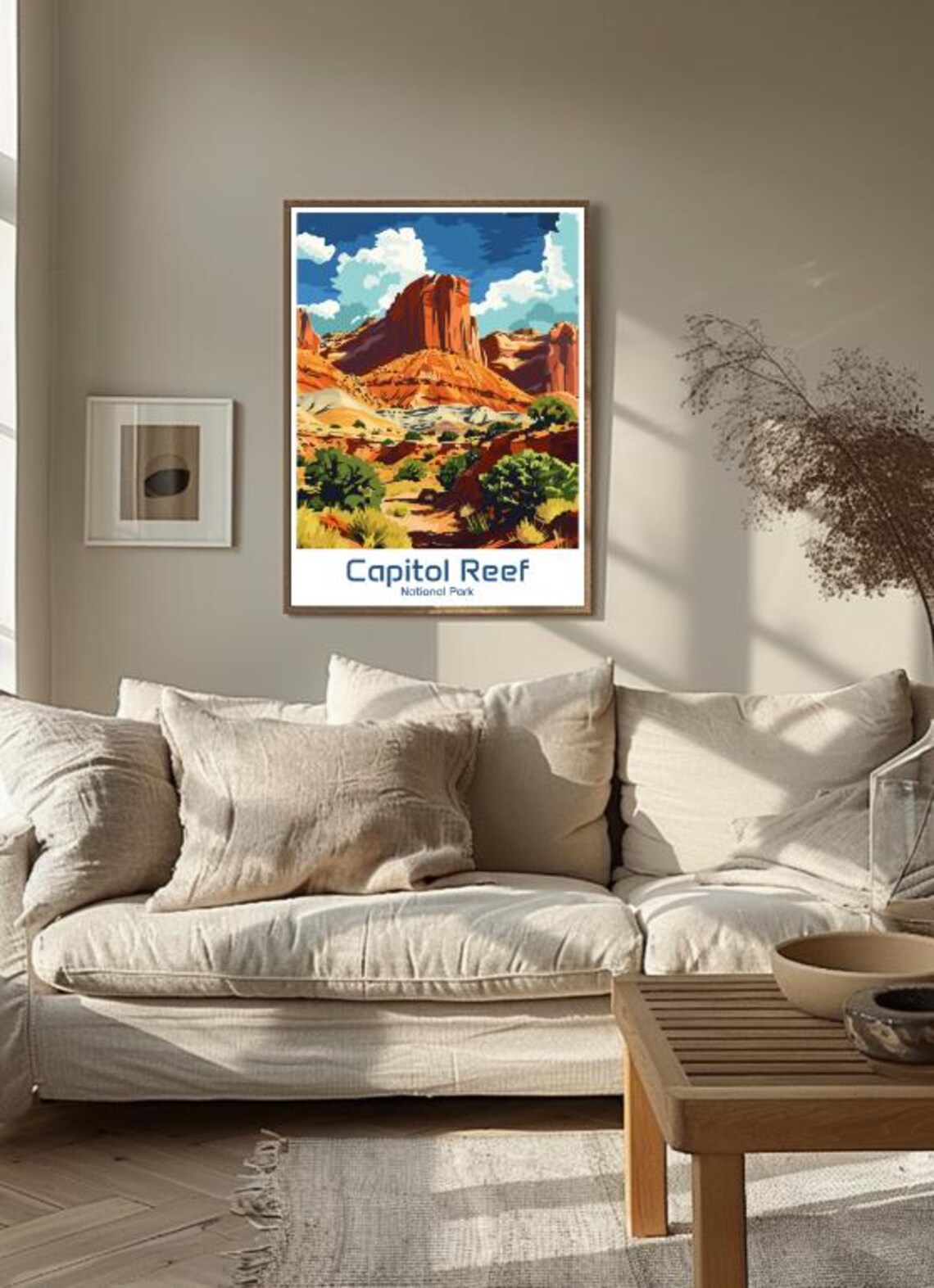 Capitol Reef National Park Travel Poster Red Rock Desert Cliffs Scene Art - Image 3