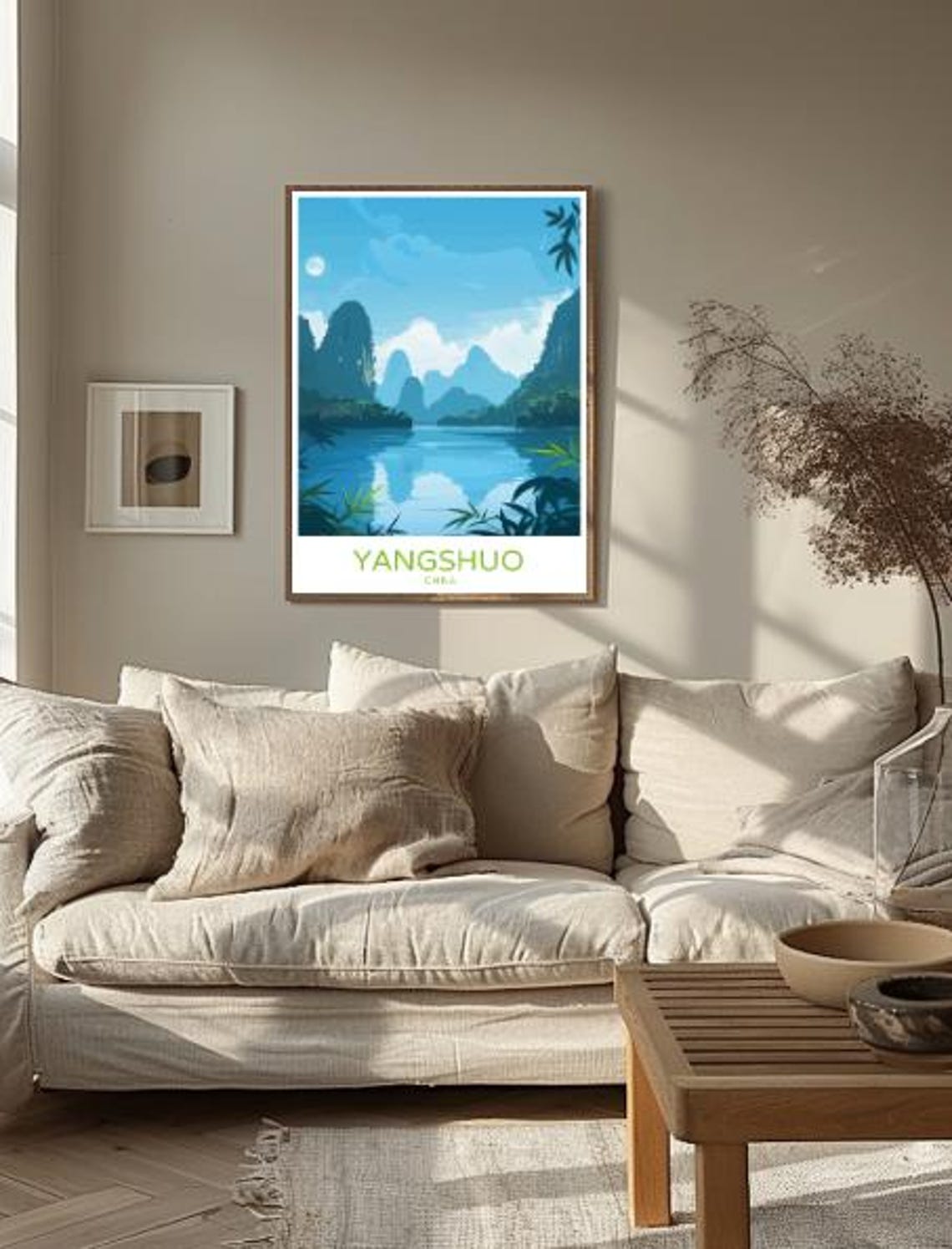 Yangshuo China Li River Limestone Karsts Moonlit Retro Travel Poster - Image 2