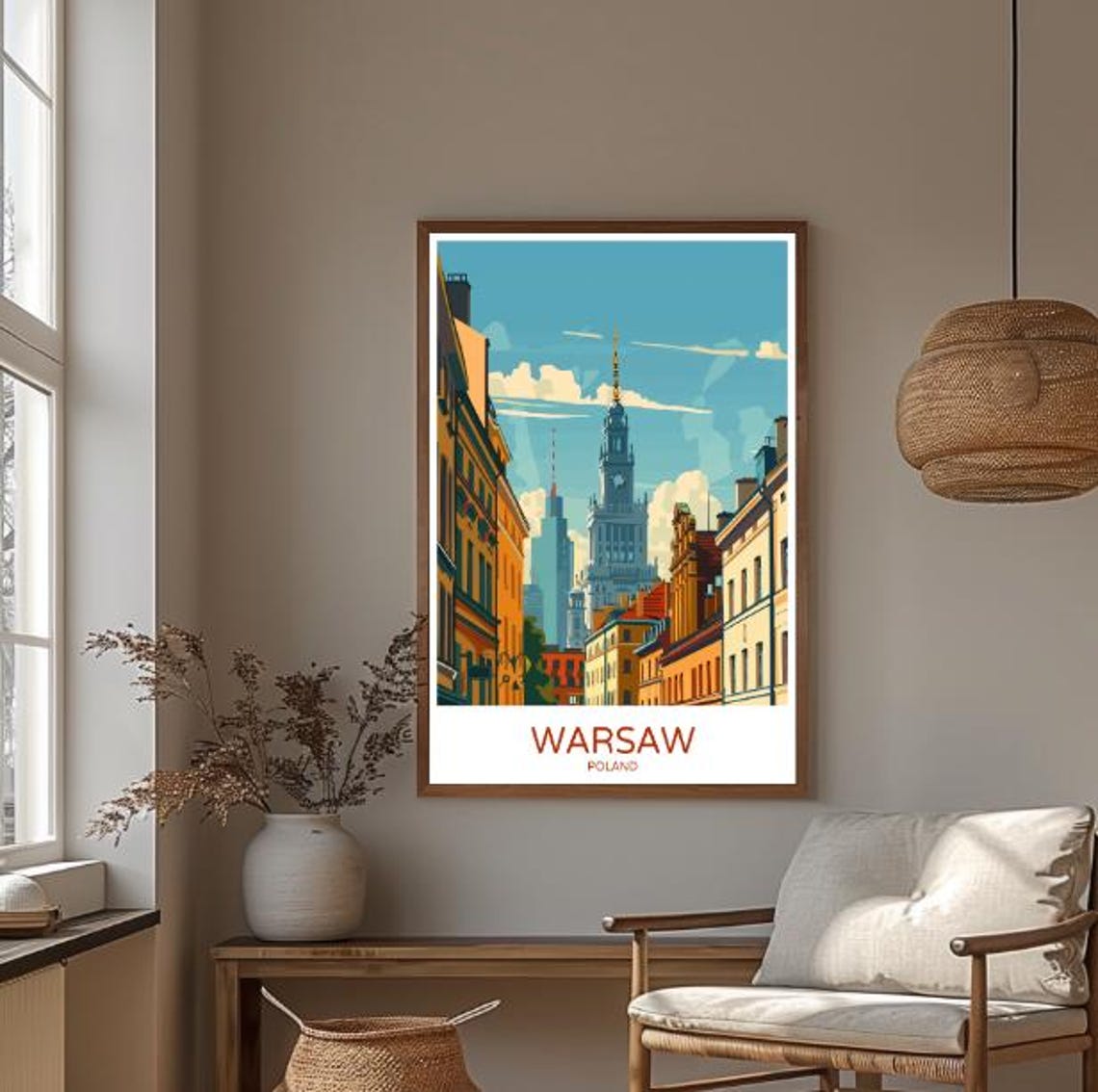 Warsaw Skyline Travel Poster Stunning Cityscape Wall Art Of Polands Capital Urban Decor European Artwork Travel Gift Wall Print - Image 3