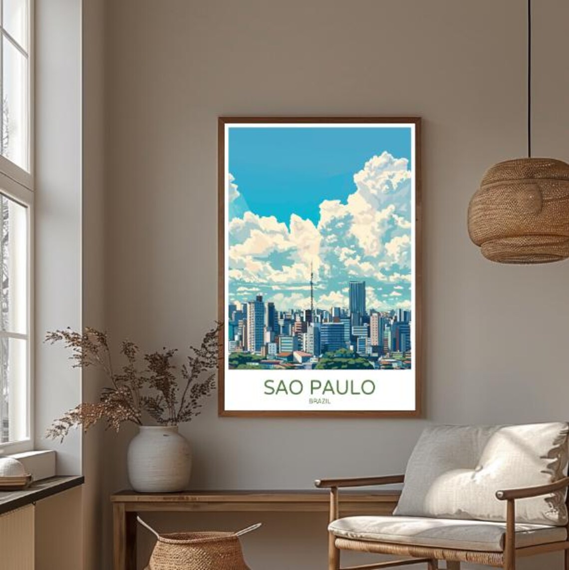 Sao Paulo Brazil Megacity Skyline Antenna Tower Dramatic Travel Poster - Image 3