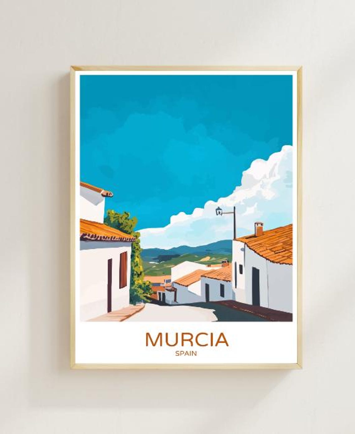 Murcia Spain Whitewashed Village Street Andalusian Travel Poster