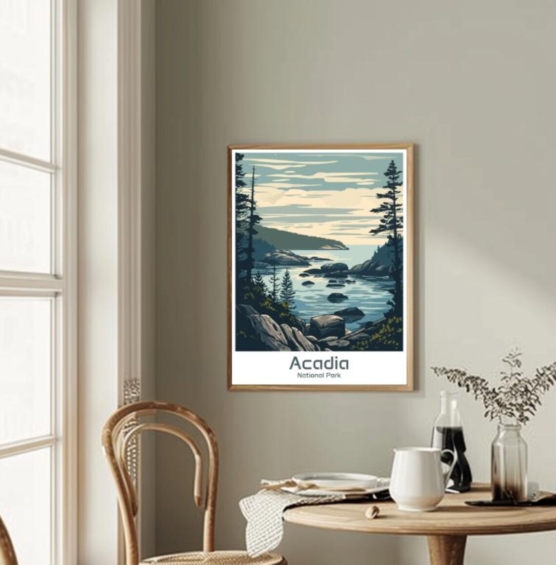 Acadia National Park Rocky Coast Pine Seascape Travel Poster - Image 2