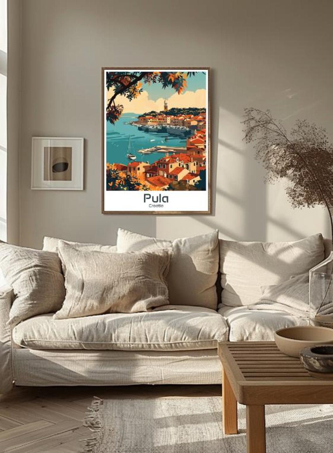 Pula Croatia Adriatic Coastline Old Town Harbor Illustrated Poster - Image 3