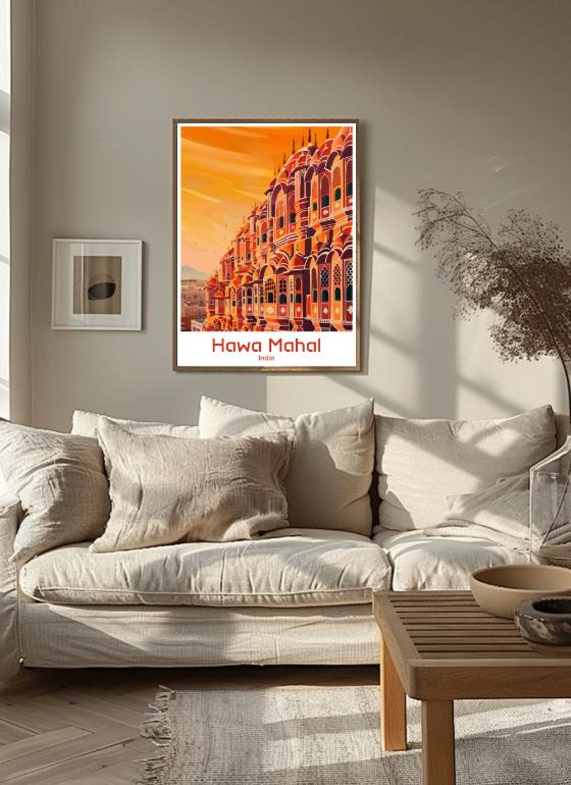 Hawa Mahal Jaipur Palace of Winds Red Facade Vintage India Poster - Image 3