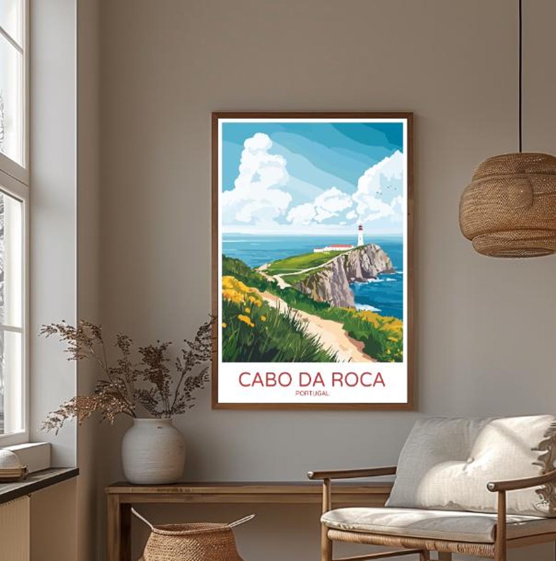 Cabo da Roca Portugal Travel Poster Lighthouse on Dramatic Cliffs - Image 3