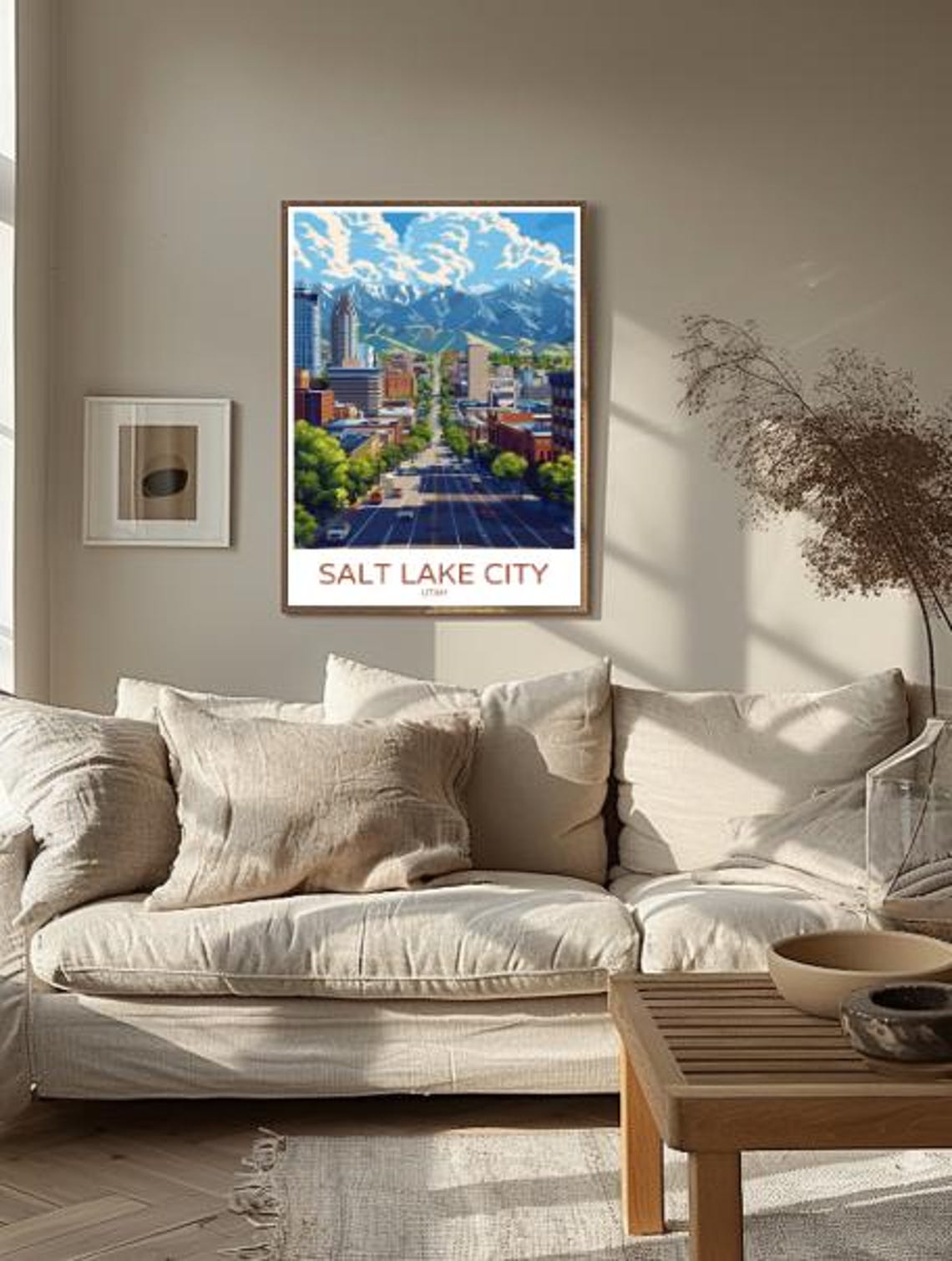 Salt Lake City Utah Mountain Skyline Vintage Travel Art Poster - Image 2