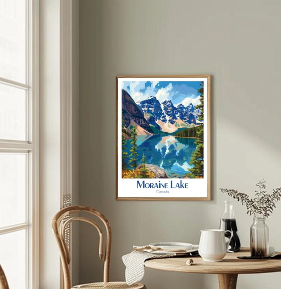 Moraine Lake Turquoise Waters Reflecting the Snowy Peaks Poster - Image 2