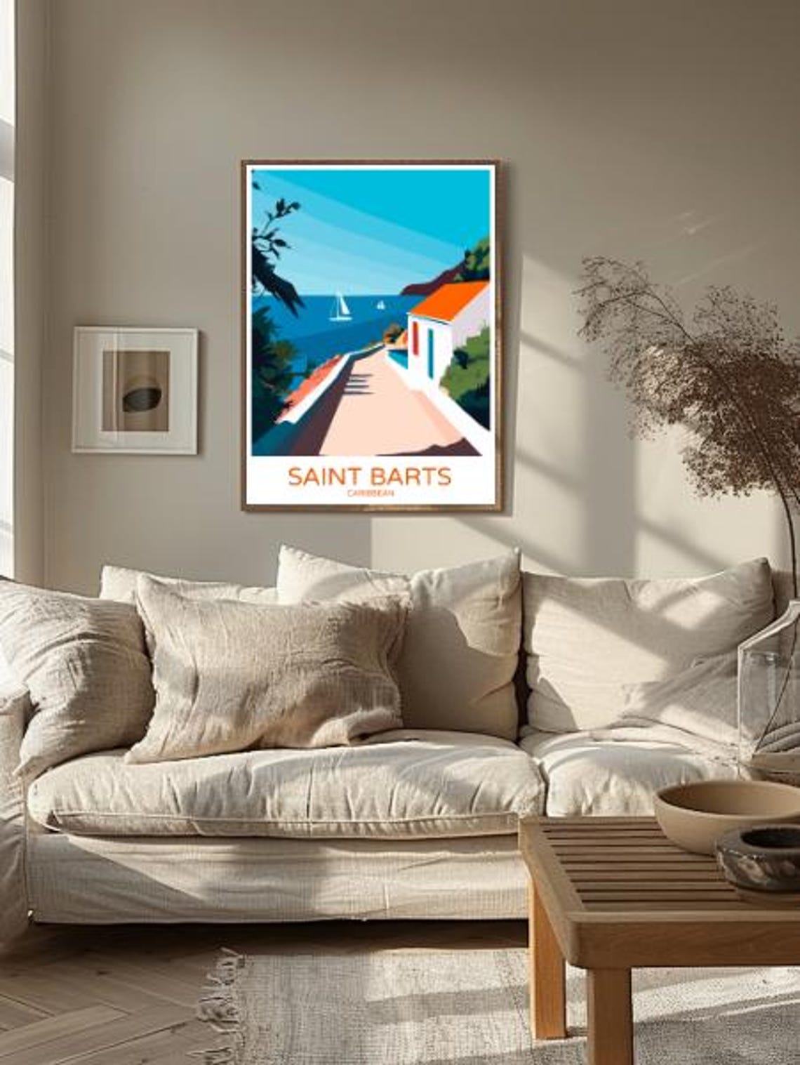 Saint Barts Caribbean Seaside Lane Sailboats Tropical Travel Poster - Image 2