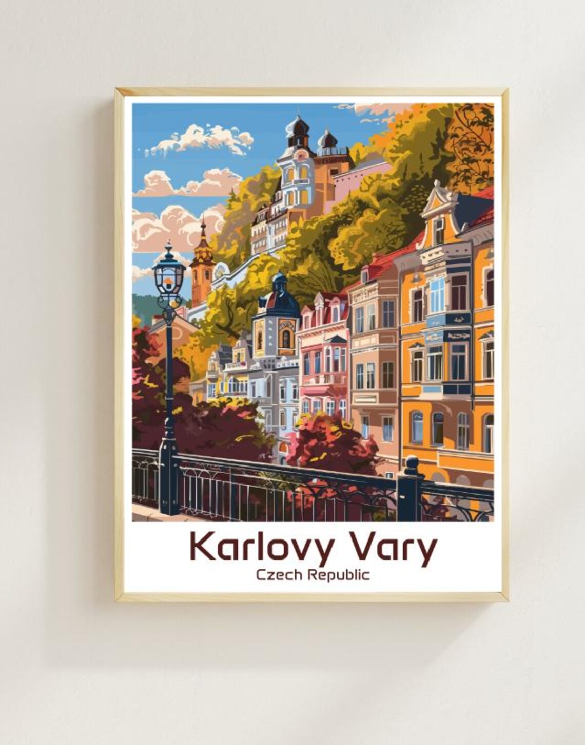 Karlovy Vary Czech Republic Spa Town Street Vintage Travel Poster
