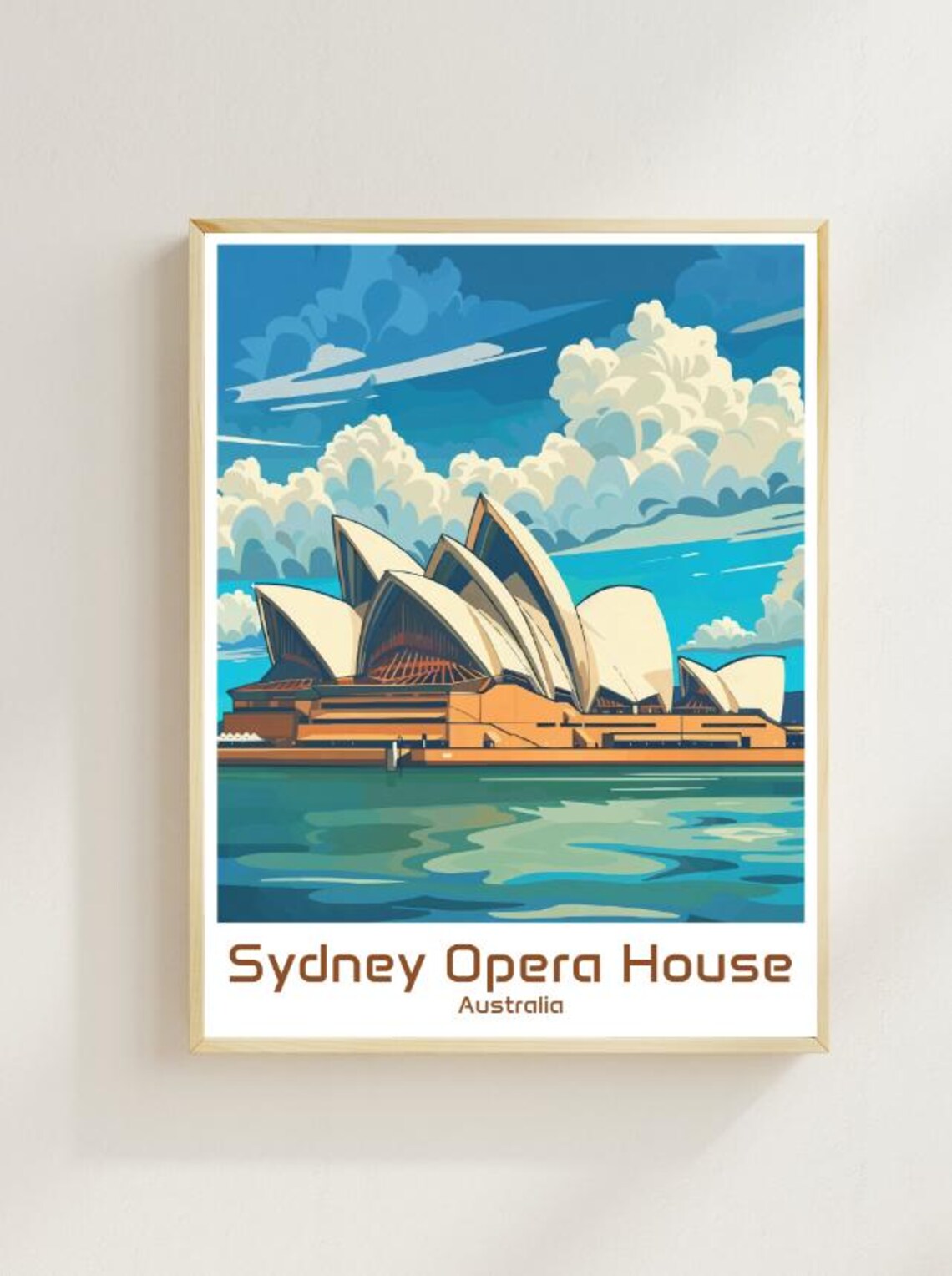 Sydney Opera House Australia Harbor Sail Illustration Travel Poster