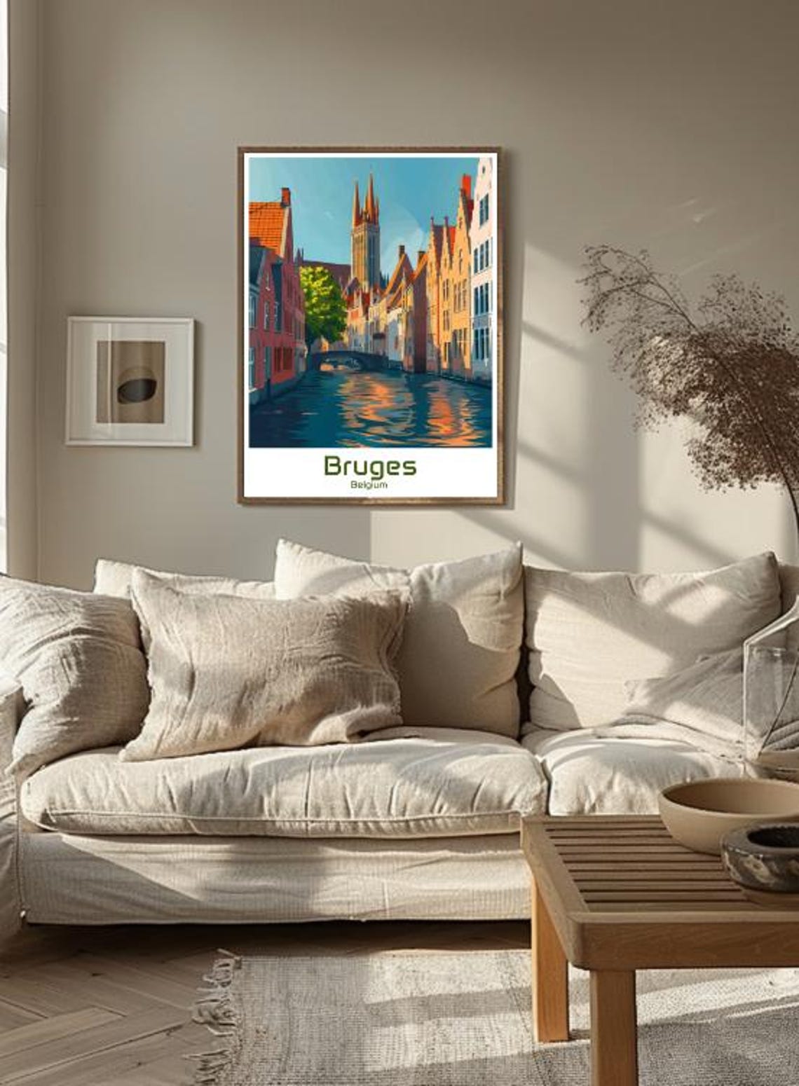 Bruges Belgium Medieval Canal City Vintage Travel Poster With Belfry - Image 3