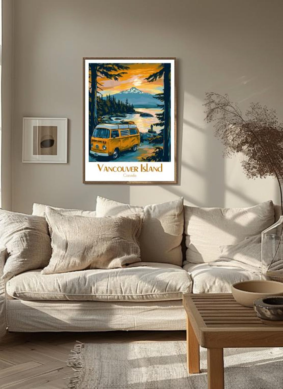 Vancouver Island Camper Van by a Mountain Lake at Sunset Poster - Image 3