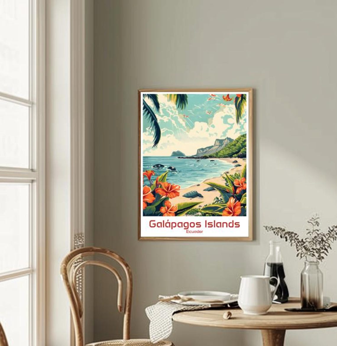 Galapagos Islands Beach Hibiscus Wildlife Ecuador Travel Poster - Image 2