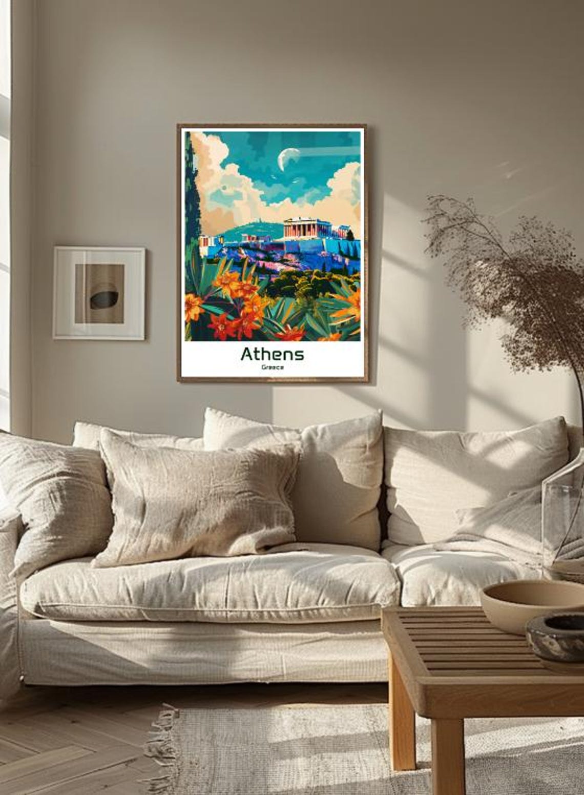 Athens Greece Acropolis Parthenon Flowers Ancient Ruins Poster - Image 3