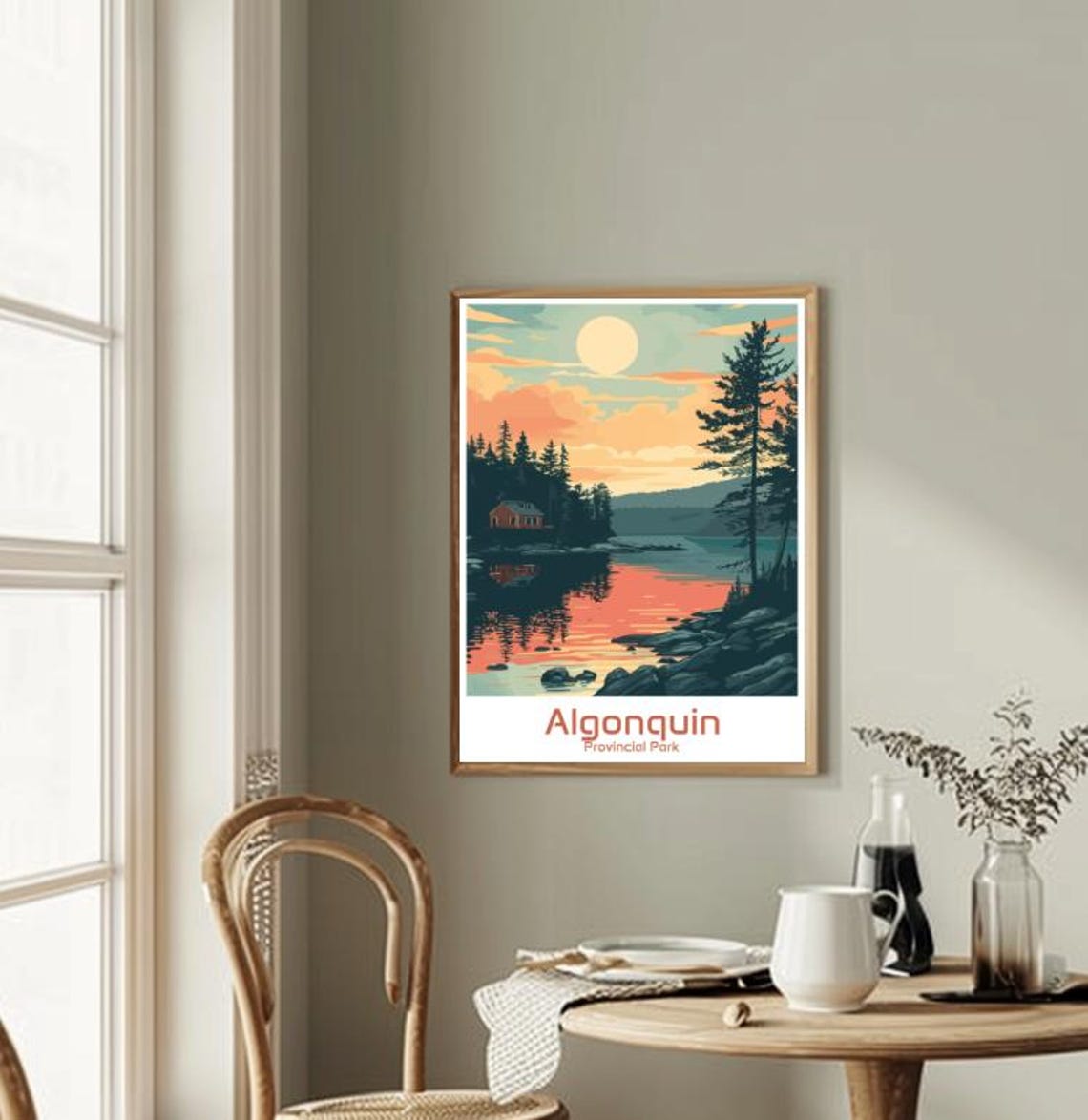 Algonquin Provincial Park Vintage Travel Poster Lake Cabin Sunset - Image 2