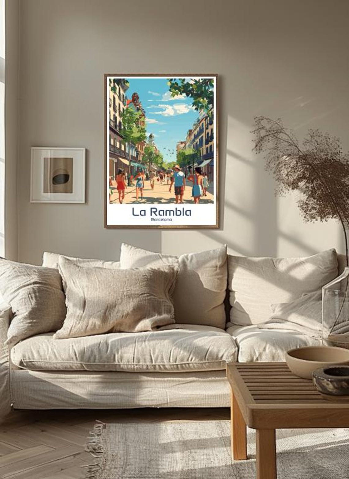 La Rambla Barcelona Street Scene Sunny Spain Travel Wall Poster - Image 3