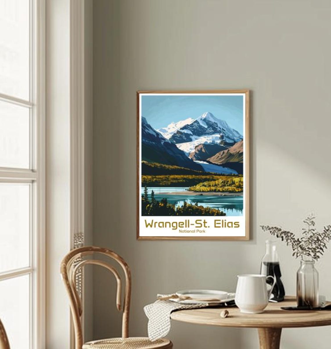 Wrangell St Elias National Park Glacier Peaks Illustration Poster - Image 2
