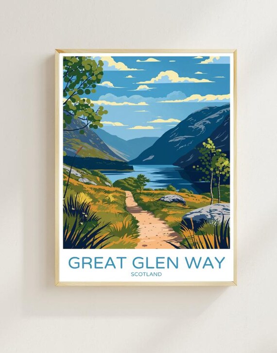 Great Glen Way Scotland Highland Loch Trail Golden Path Travel Poster