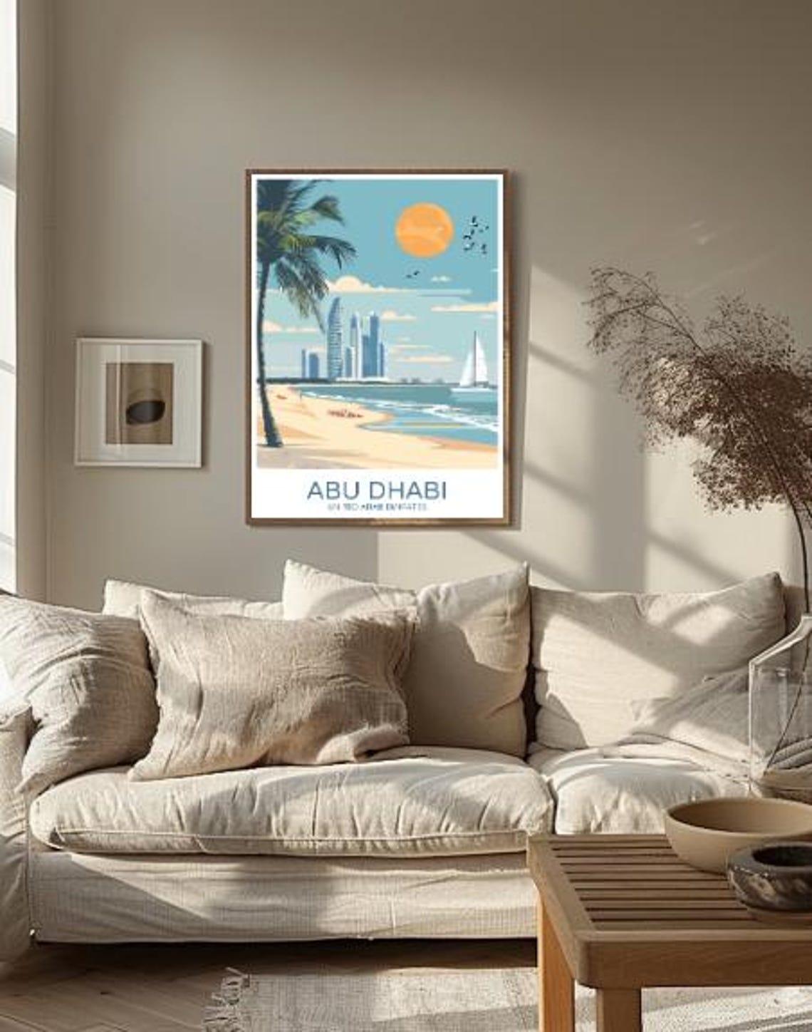 Abu Dhabi United Arab Emirates Beach Skyline Vintage Travel Poster - Image 2