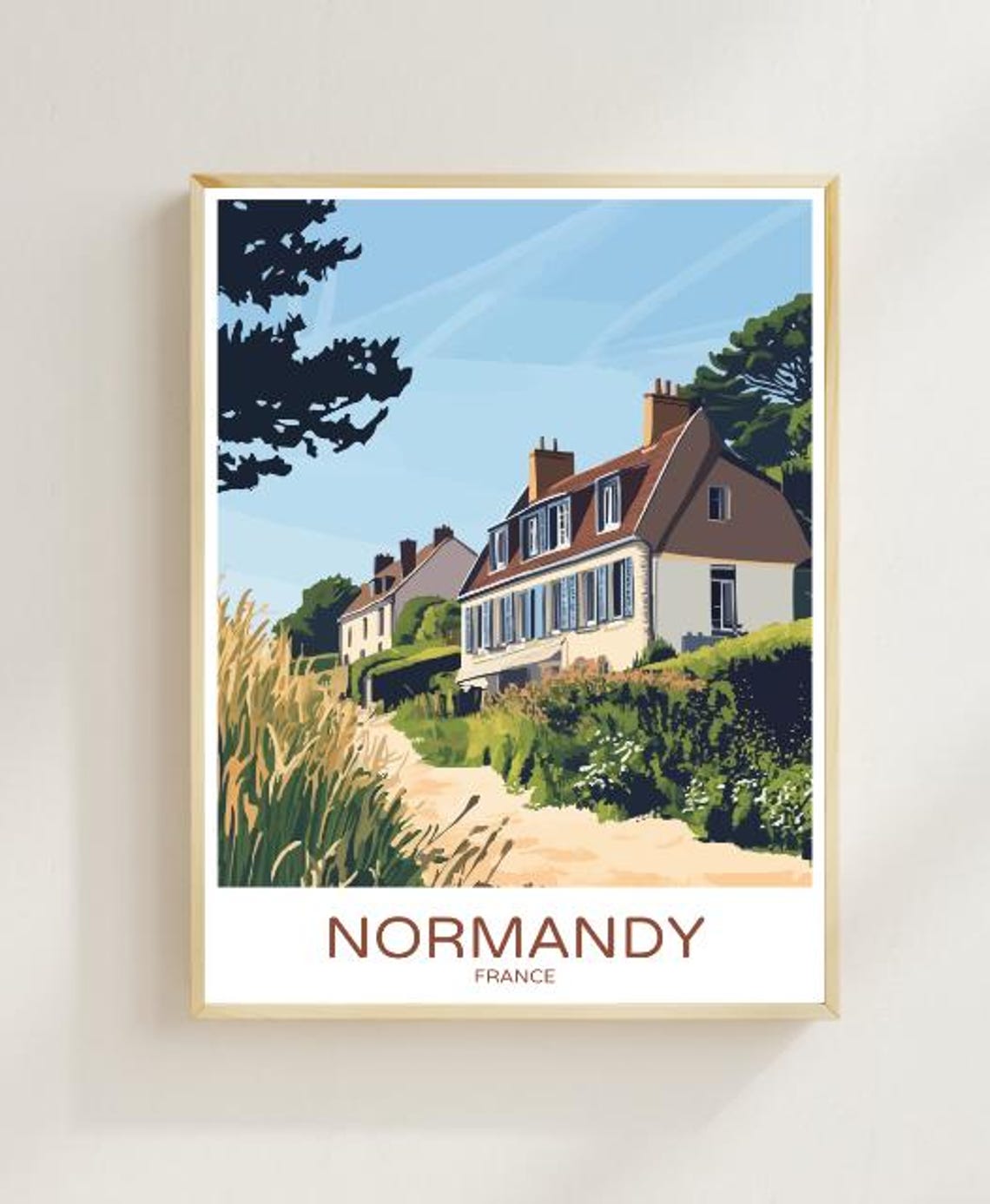 Normandy France Charming Country Cottages Vintage Travel Poster
