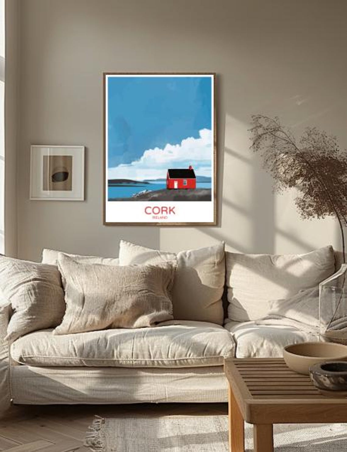 Cork Ireland Scenic Seaside Red Cottage Coast Travel Art Poster - Image 2