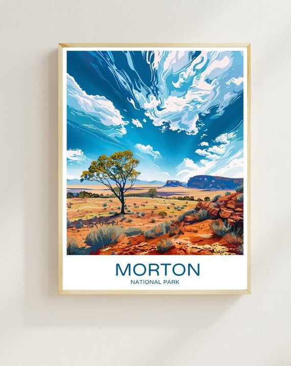 Morton National Park Australian Outback Red Cliffs Vintage Poster