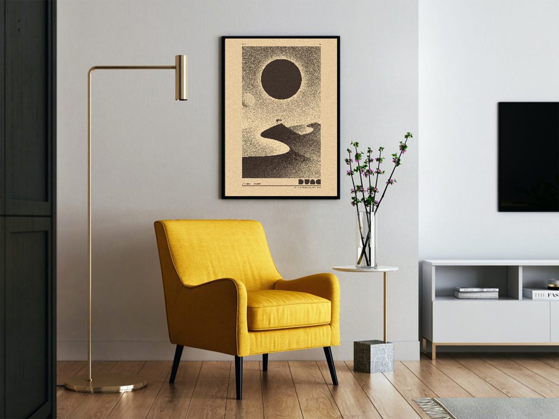Dune Inspired Desert Twin Moons Sepia Vintage Sci Fi Art Poster - Image 2