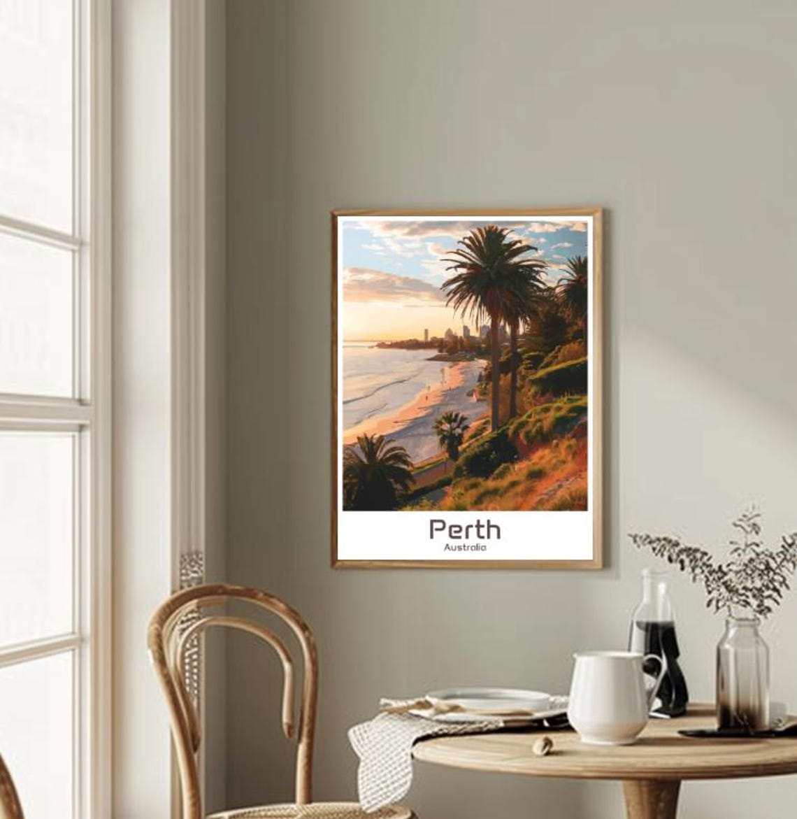 Perth Australia Sunset Poster Palm Beach Coastline City Skyline Art - Image 2