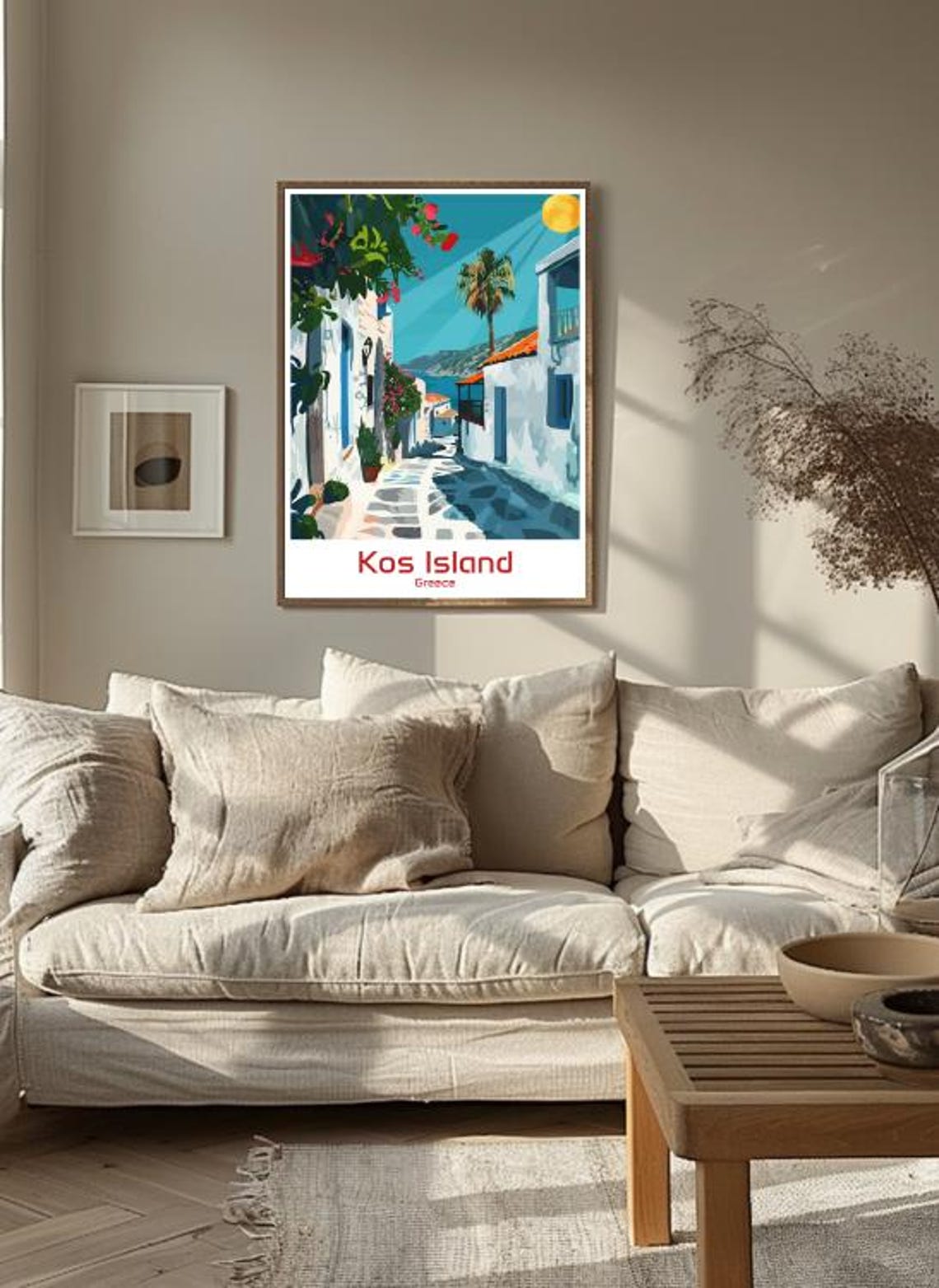 Kos Island Greece Travel Poster Mediterranean Seaside Village Artwork - Image 3