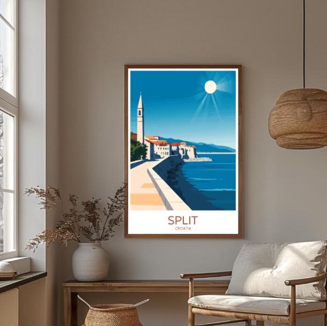 Split Croatia Seaside Promenade Bell Tower Adriatic Coast Travel Poster - Image 3