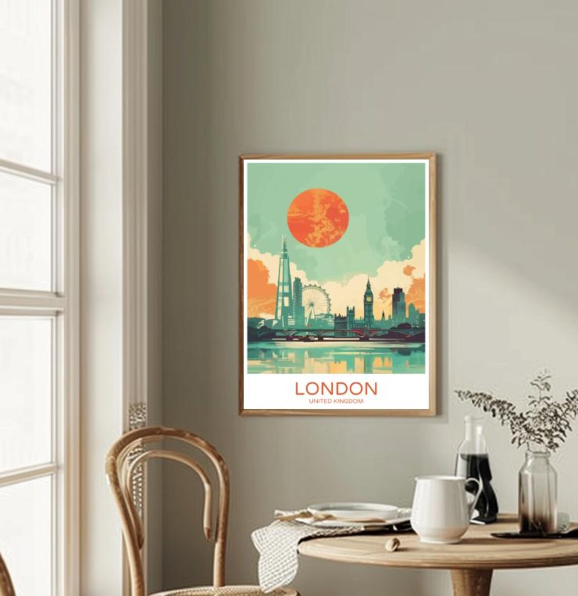 London Skyline Sunset Big Ben London Eye Vintage Travel Poster - Image 2