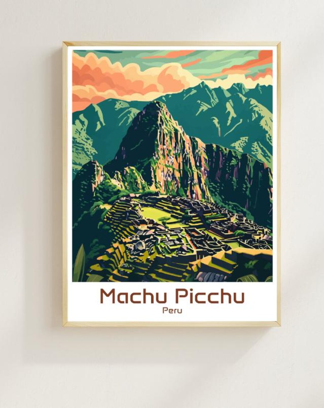 Machu Picchu Peru Ancient Inca Terraces Sunset Mountain Poster