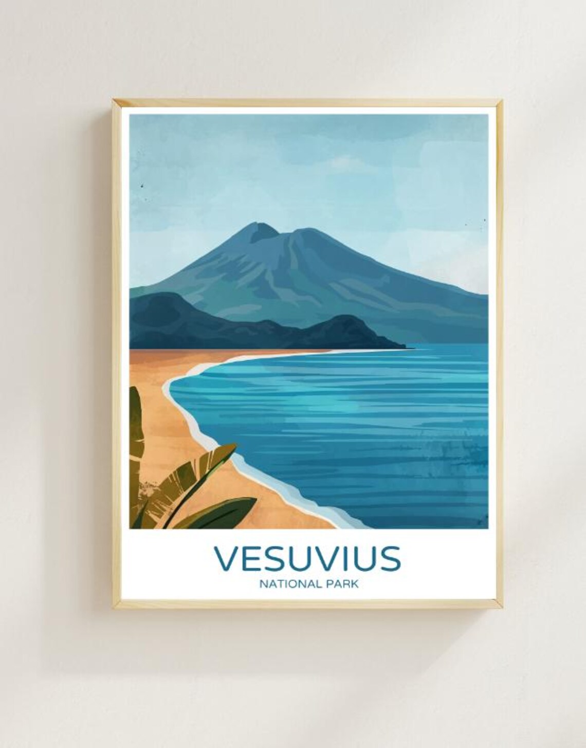 Vesuvius National Park Italy Scenic Volcano Bay Vintage Travel Poster