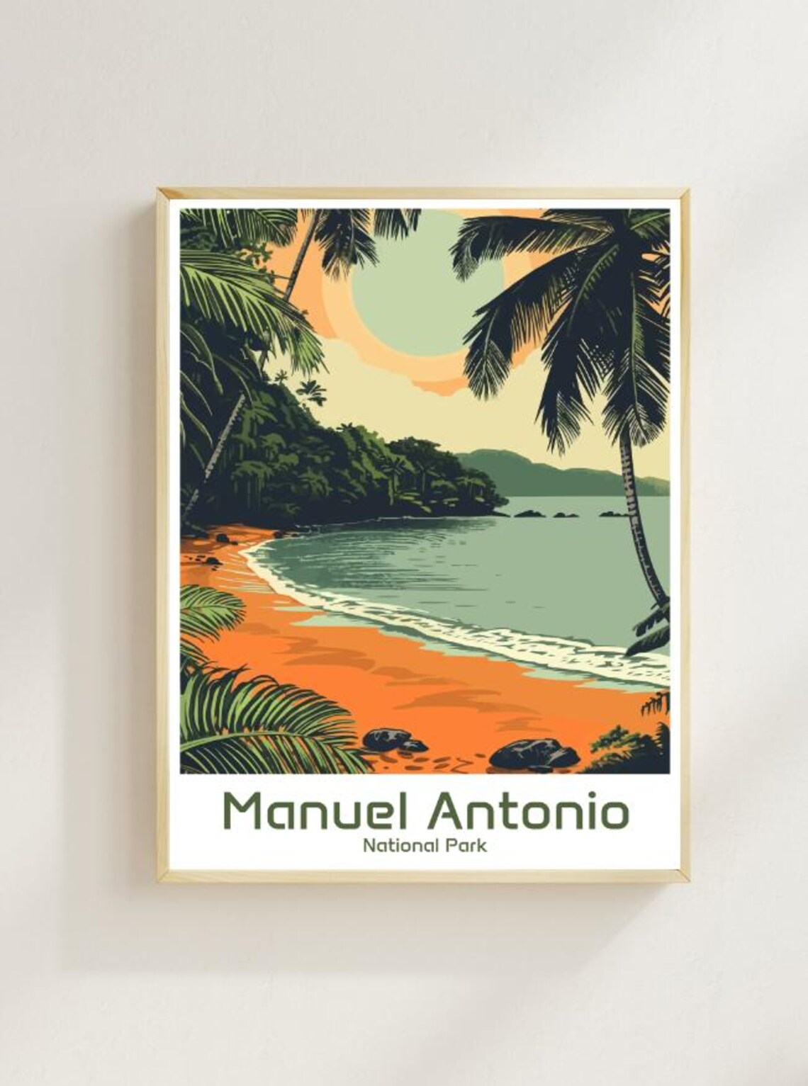 Manuel Antonio National Park Tropical Beach Retro Travel Poster