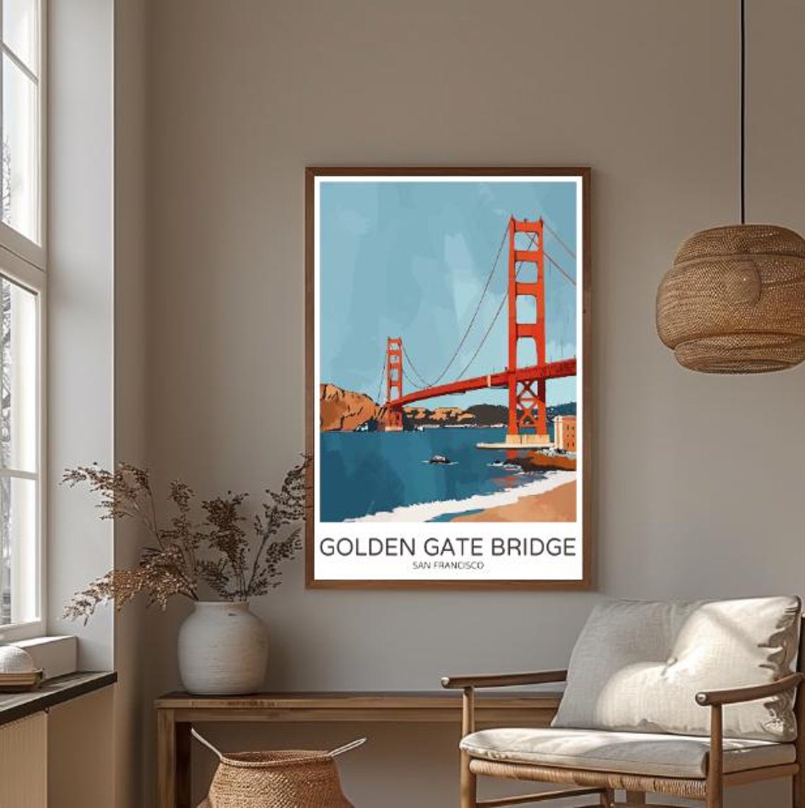 Golden Gate Bridge San Francisco Red Towers Over the Bay Travel Poster - Image 3