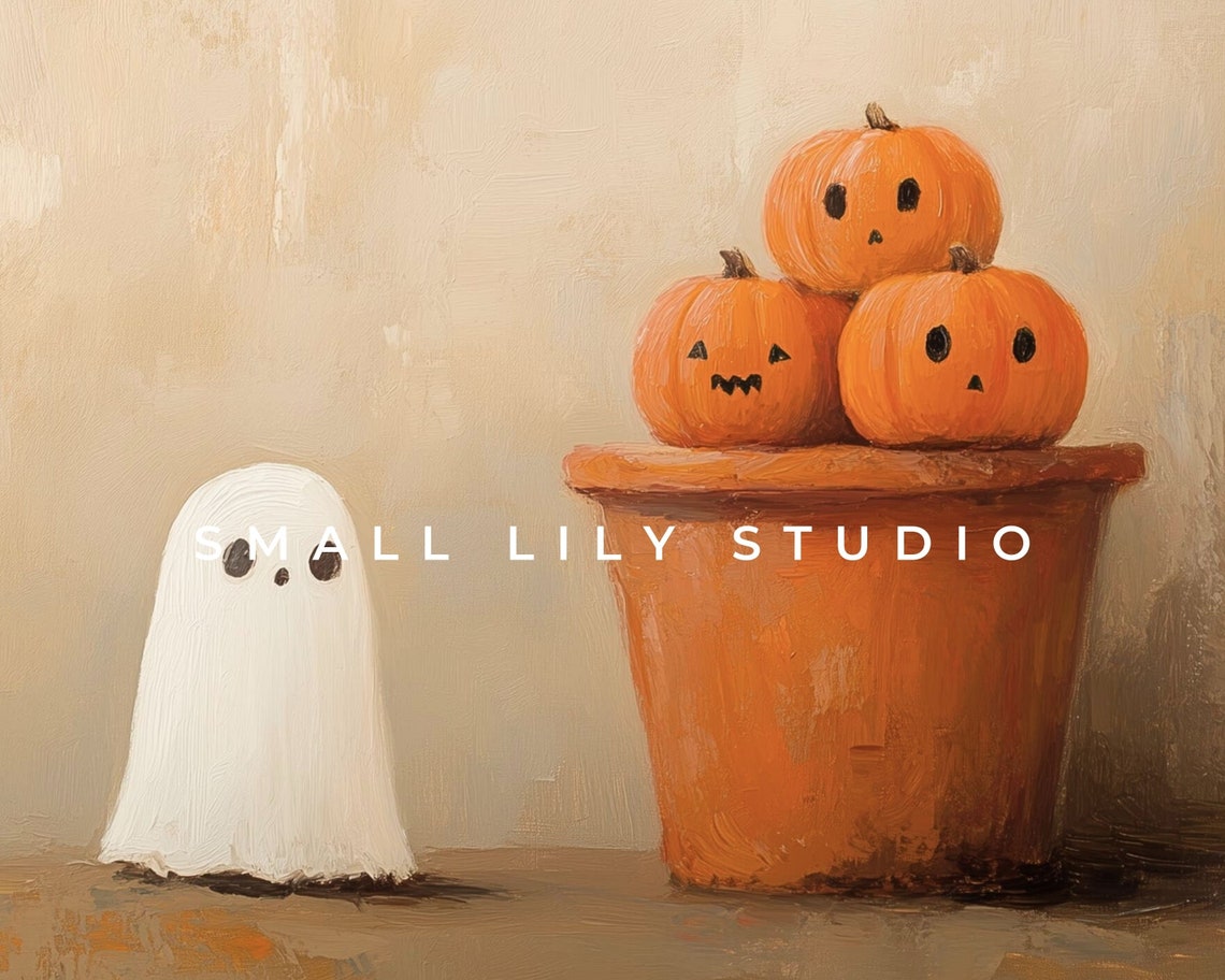 Halloween Frame Tv Art Cute Ghost And Pumpkin Stack Minimalist Halloween Frame Tv Art Fun Spooky Halloween Tv Artwork Tv419 - Image 4