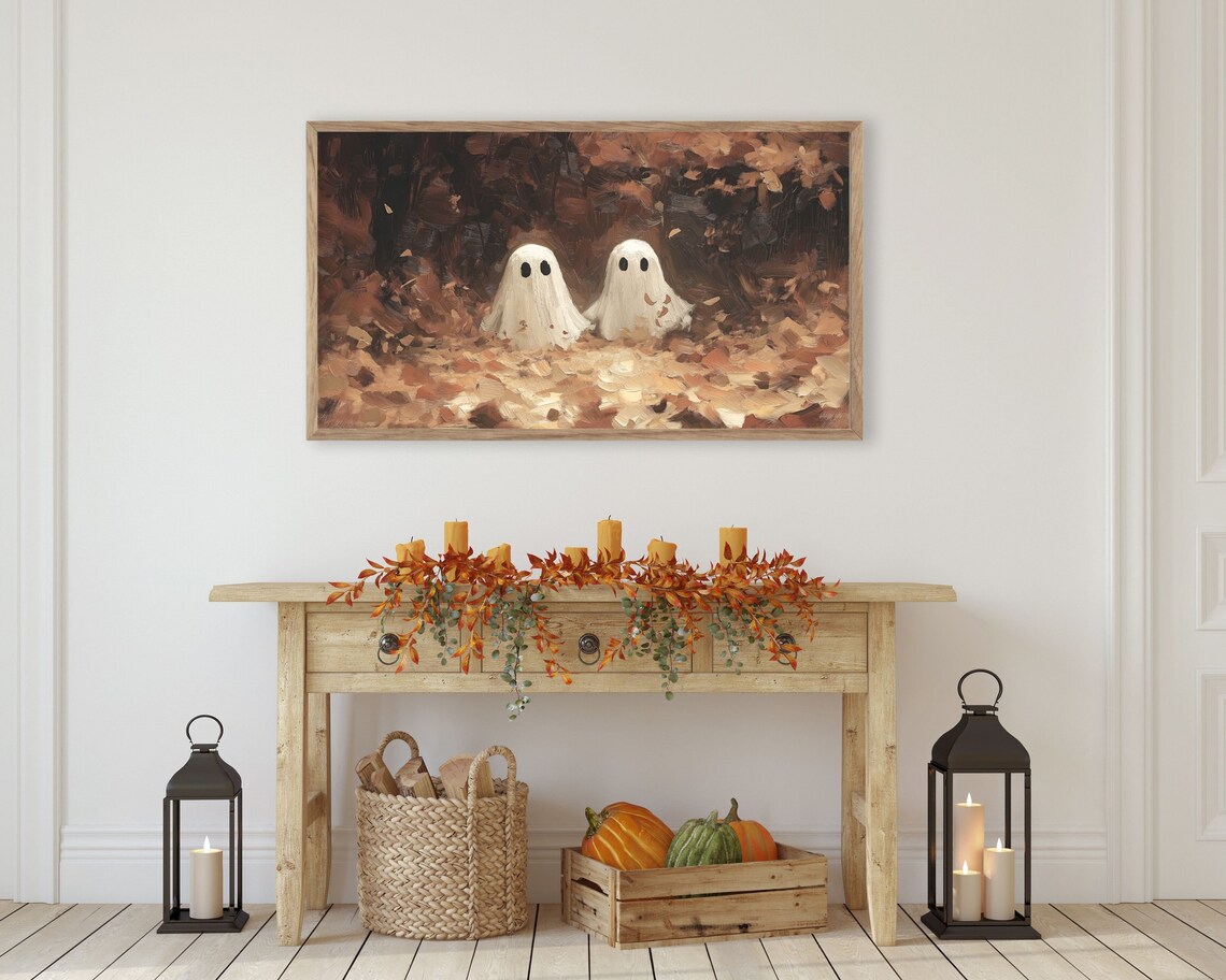 Tiny Ghosts in the Woods, Vintage Halloween Art Print - Image 3