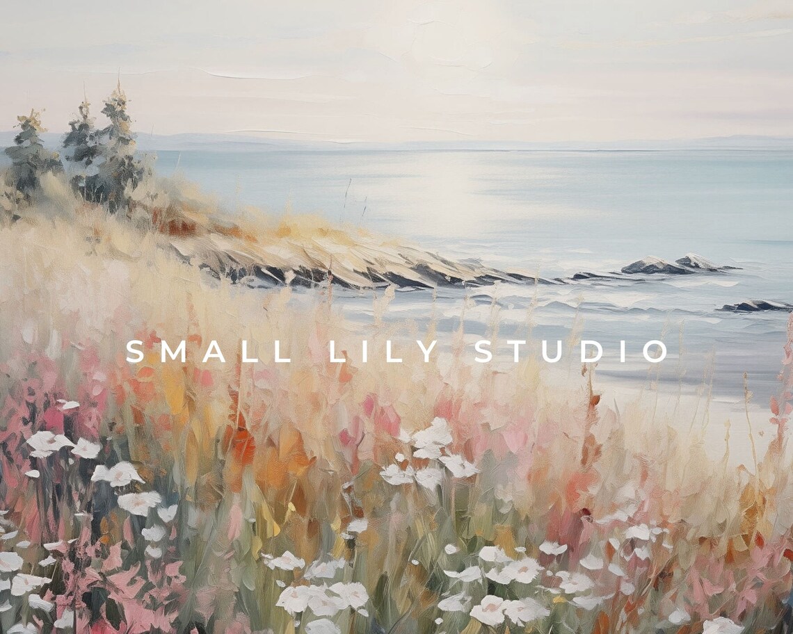 Summer Wildflowers By Sea Watercolor Art Print - Image 4