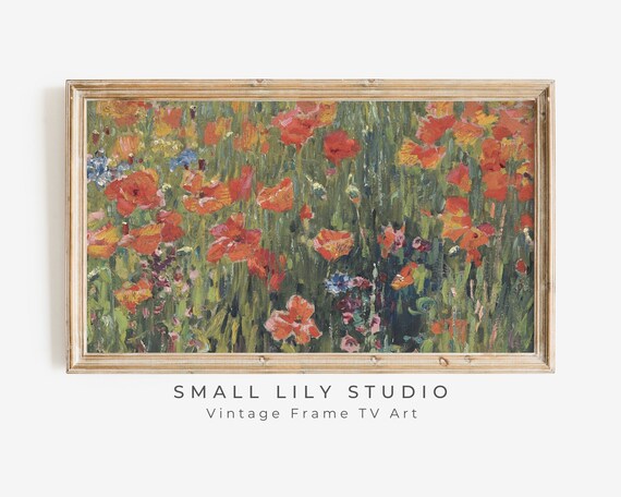 Red Poppies Field Vintage Floral Oil Painting Spring Garden Art Poster