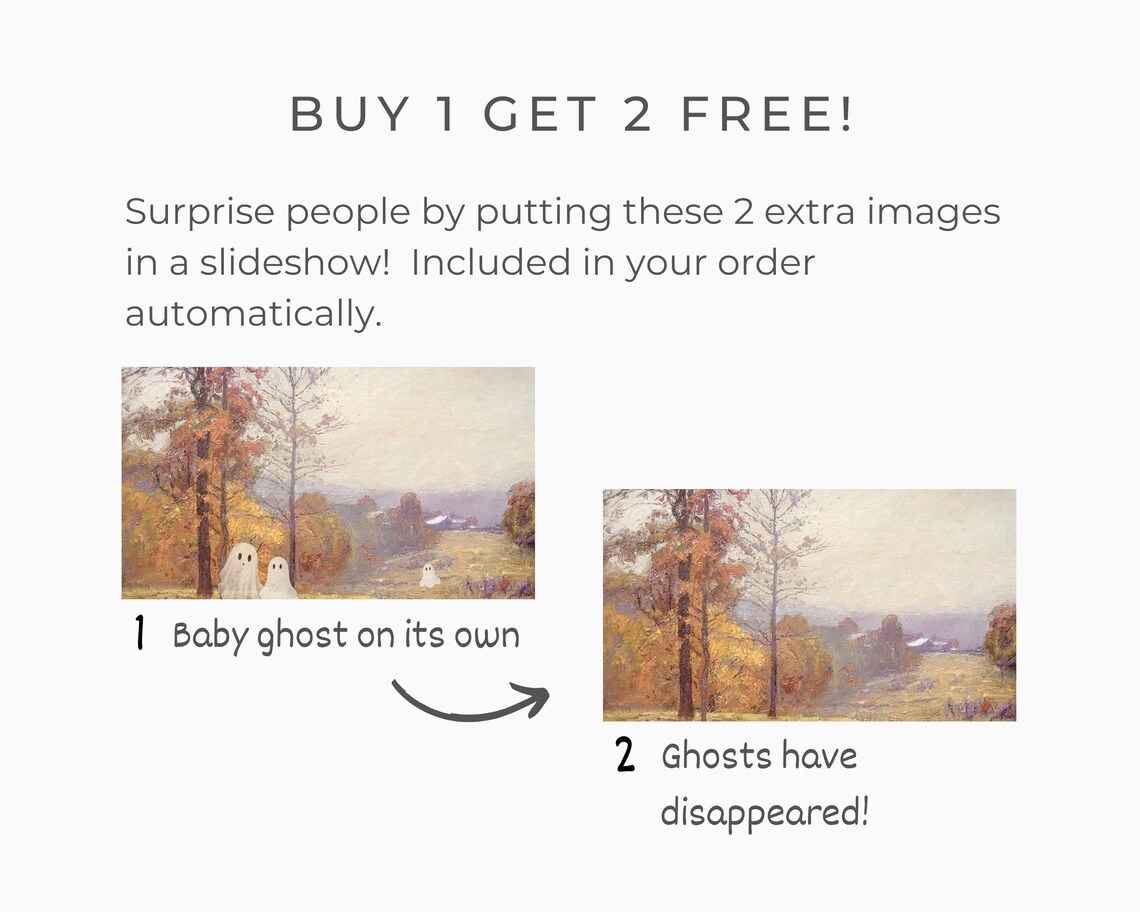 Halloween Ghosts in Vintage Landscape Art Print - Image 2
